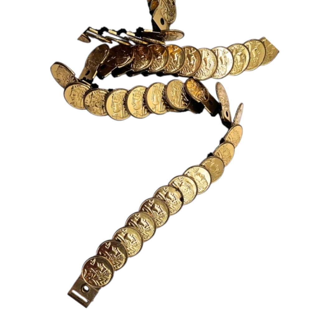 Vintage Faux Gold Coins Boho Women's Belt - Picture 7 of 12